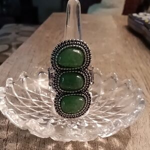 Paparazzi Green and Silver Statement Ring with Intricate Design